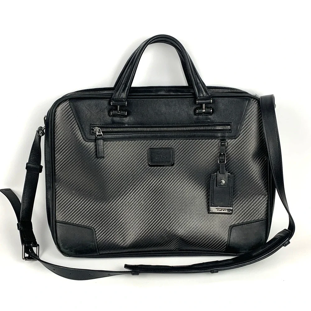 Tumi CFX Carbon Fiber Marina Medium Briefcase Luxury Black Bag Messenger
